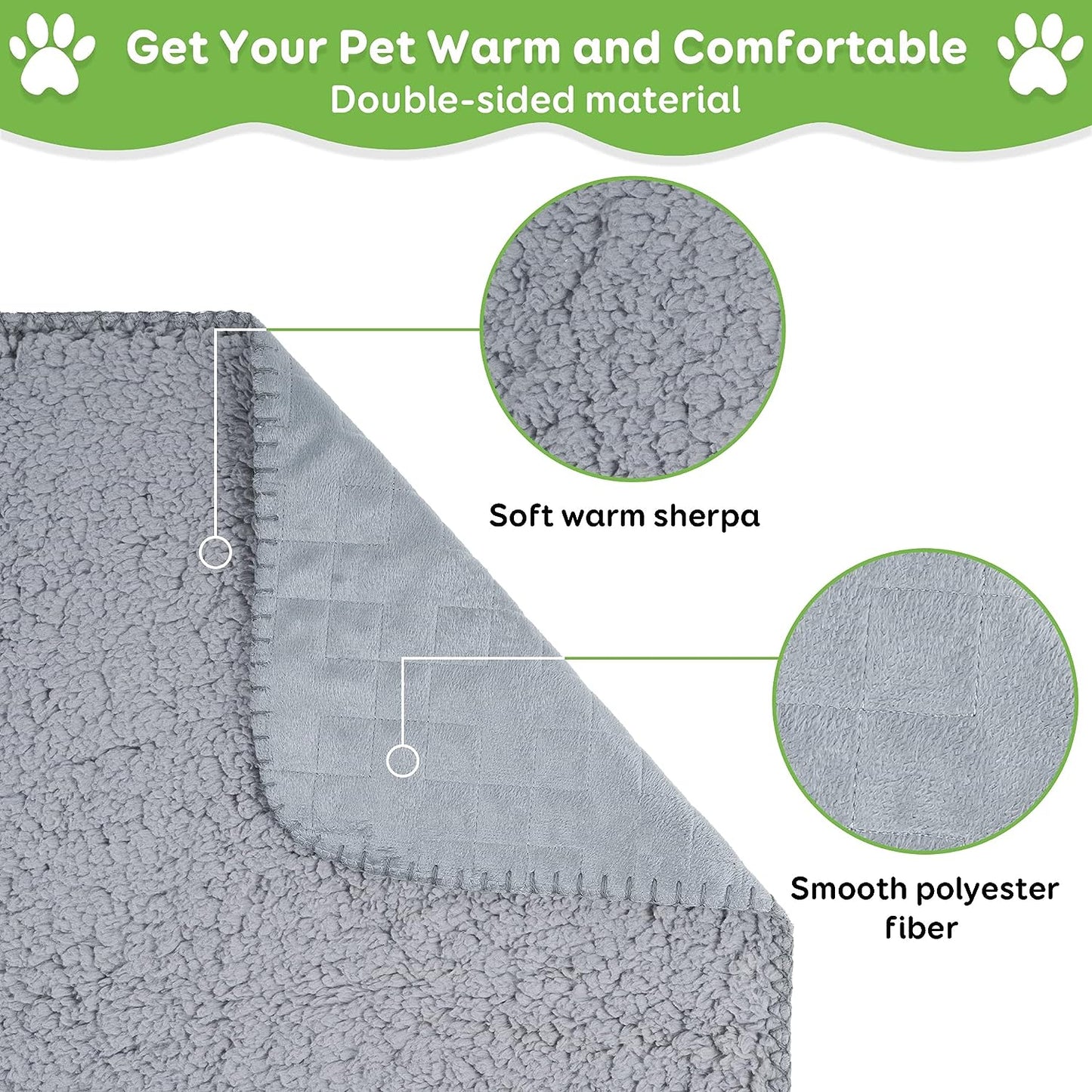 Washable Sherpa Pet Blankets for Medium and large Dogs and Cats