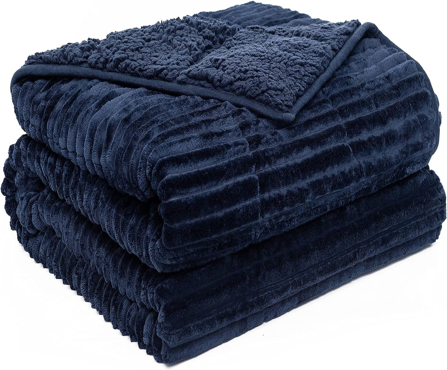 Sherpa Striped Ribbed Weighted Blankets