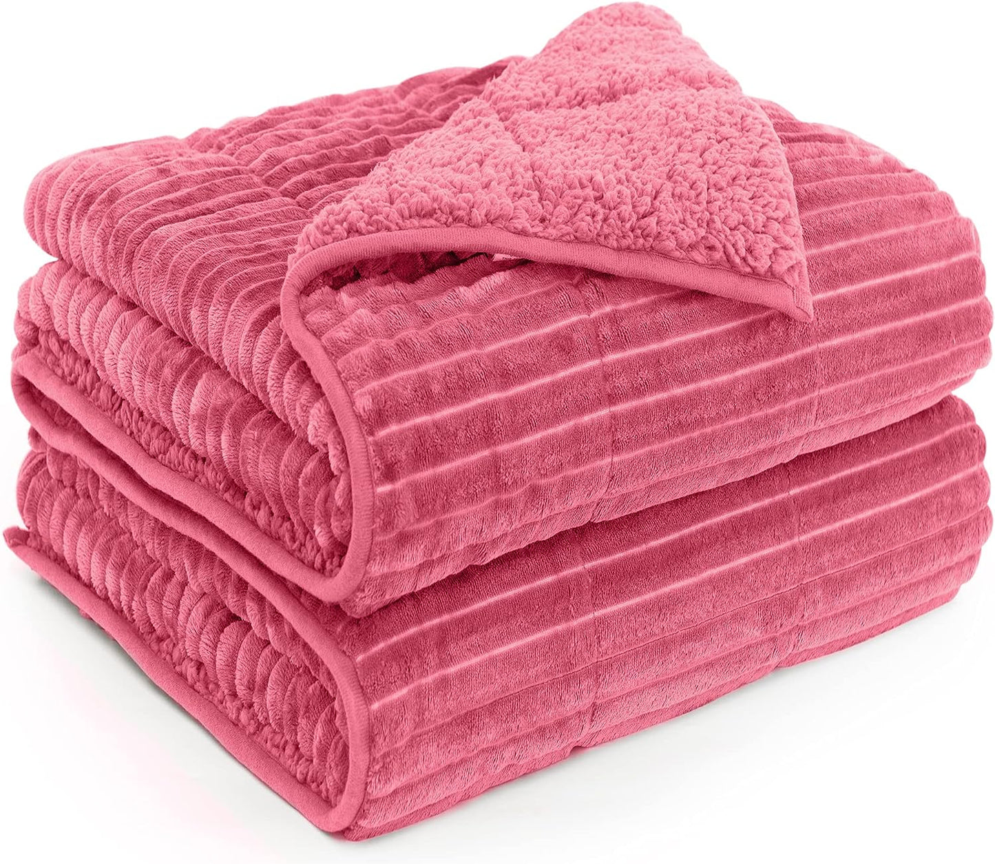 Sherpa Striped Ribbed Weighted Blankets
