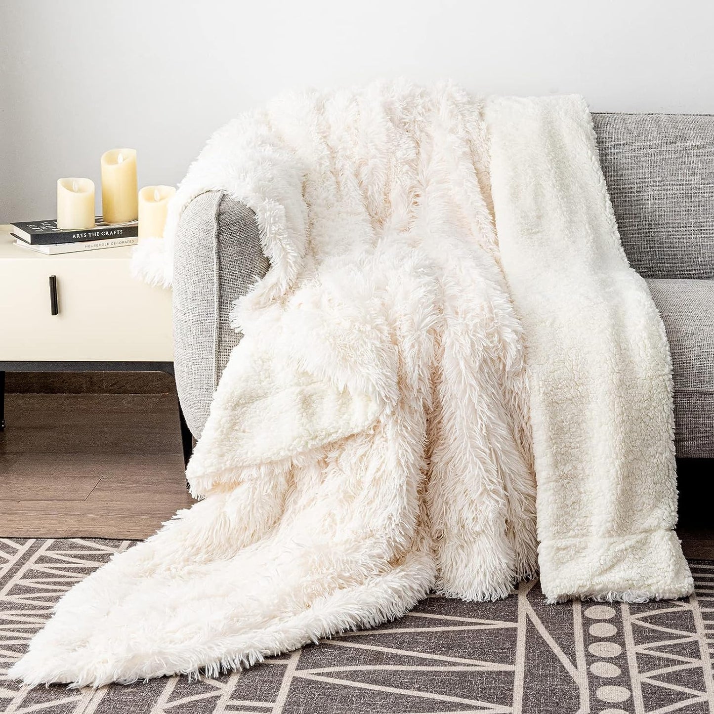 Soft Fuzzy Faux Fur Throw Blanket