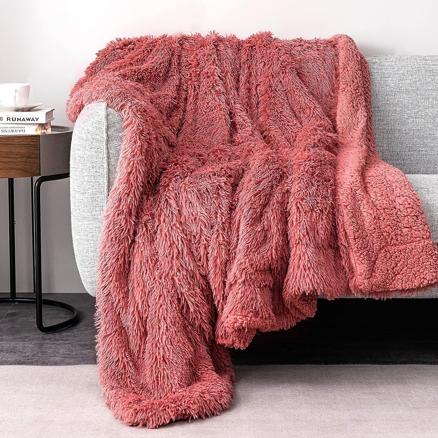 Soft Fuzzy Faux Fur Throw Blanket