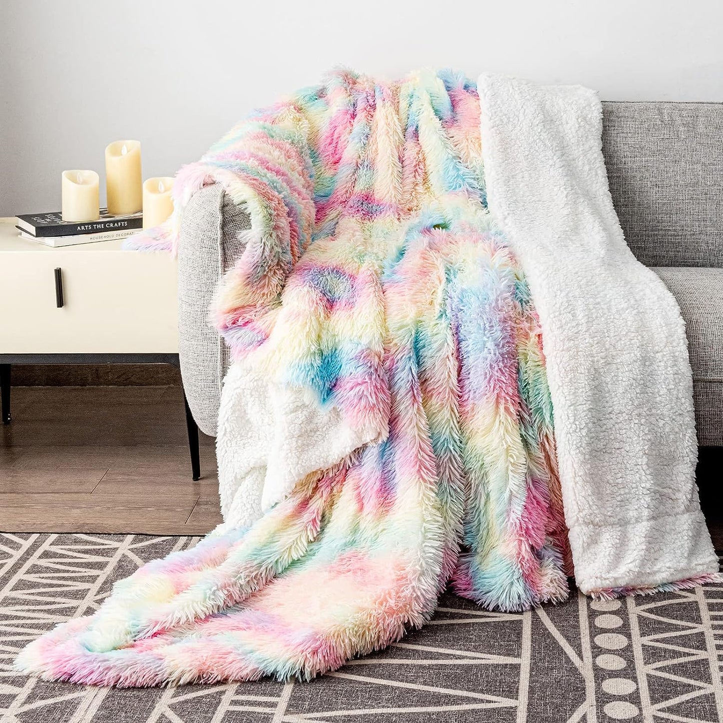 Soft Fuzzy Faux Fur Throw Blanket