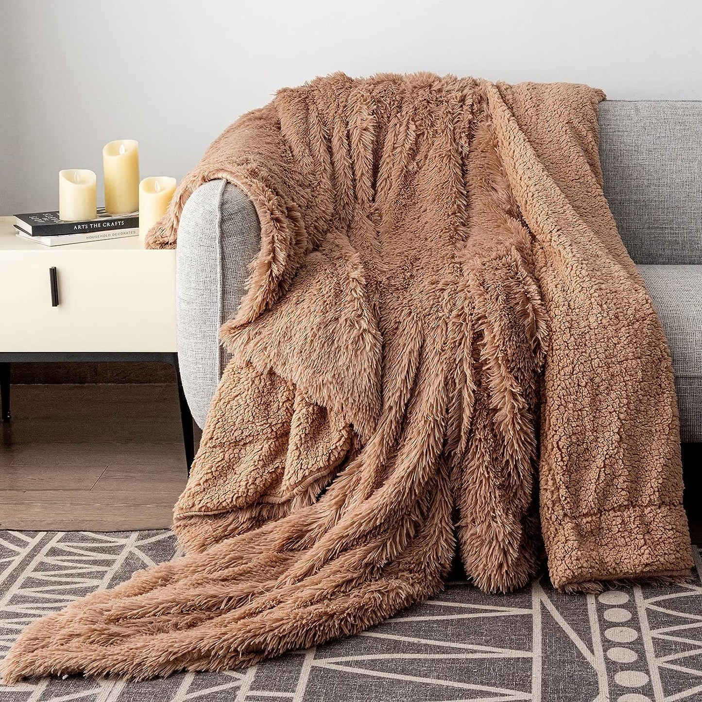 Soft Fuzzy Faux Fur Throw Blanket